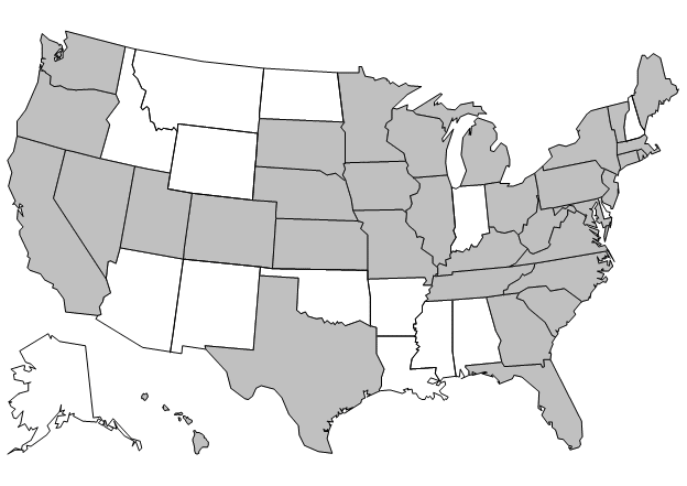 Figure 1: Map of states participating in the 2002 NIS