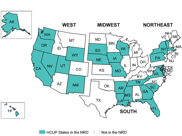 Figure A.1: Map of United States showing states participating in 2016 NRD