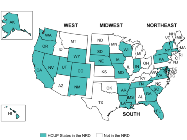 Figure A.1: Map of United States showing states participating in 2019 NRD