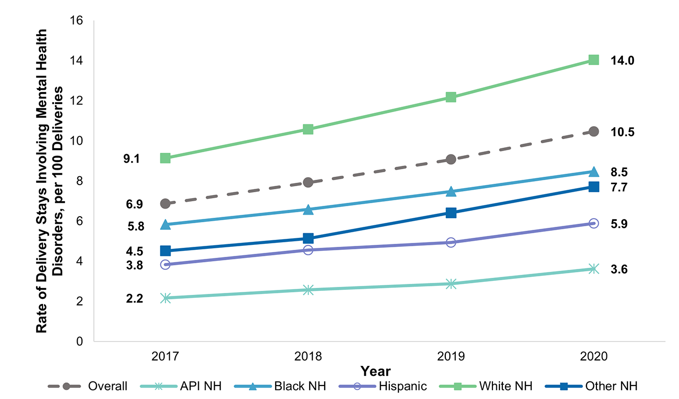 Mental Health Disorders Among Delivery Inpatient Stays By Patient Race 