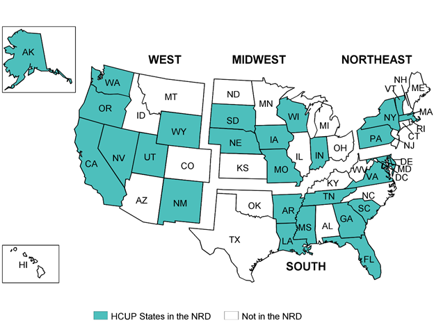 Figure A.1: Map of United States showing states participating in 2018 NRD