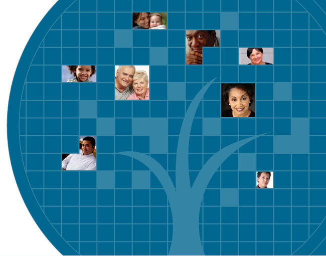 graphic of tree with peoples faces